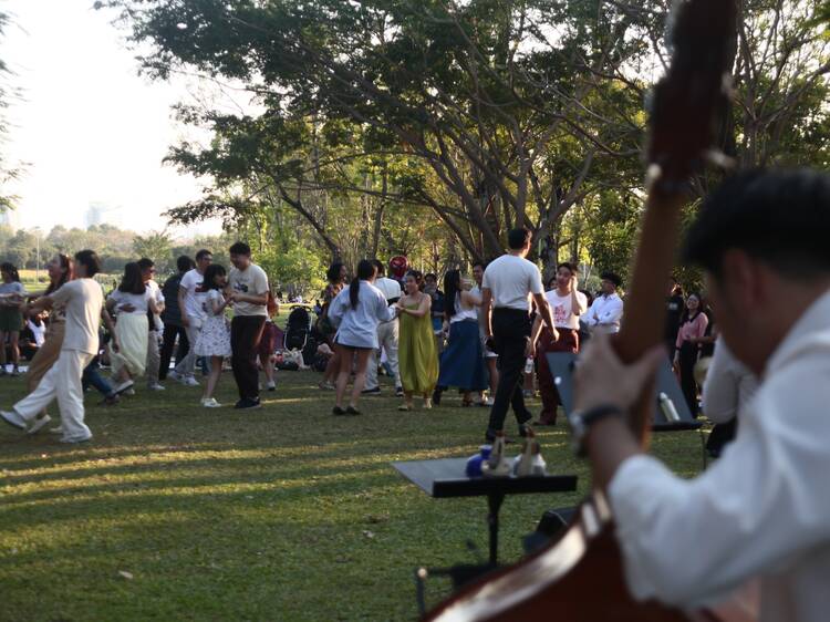 Drift between relaxed sounds and borrowed picnic mats at Music in the Park series