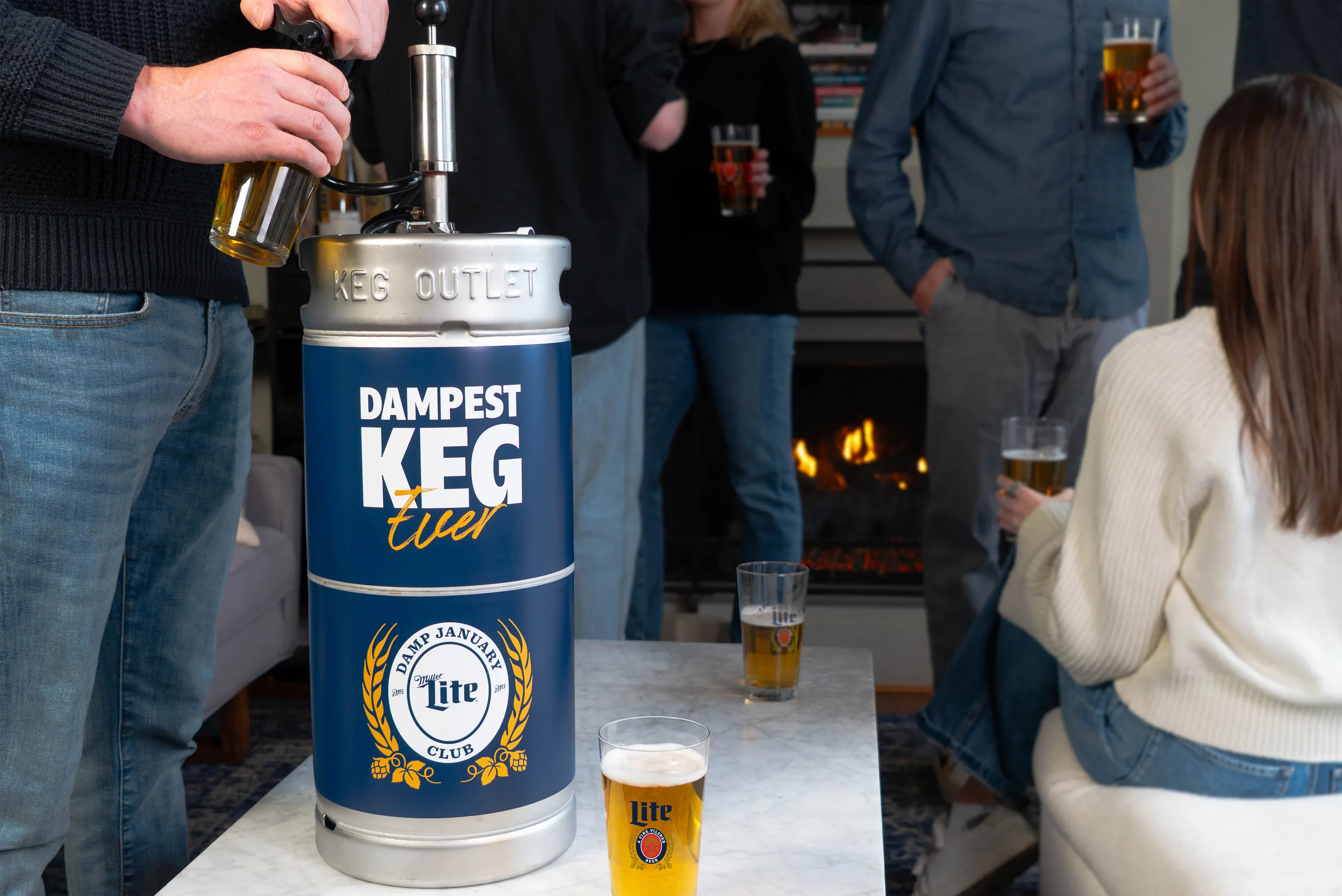miller lite damp january keg