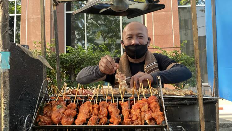 Chicken butt skewers by the office