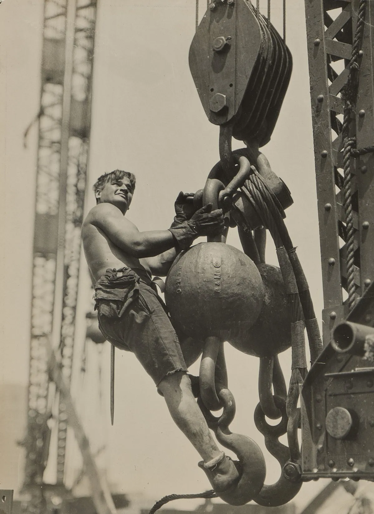 Lewis Hine, &lsquo;Riding the Ball High up on Empire State&rsquo;, (c.1930)