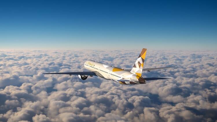 Etihad Airways plane in the sky