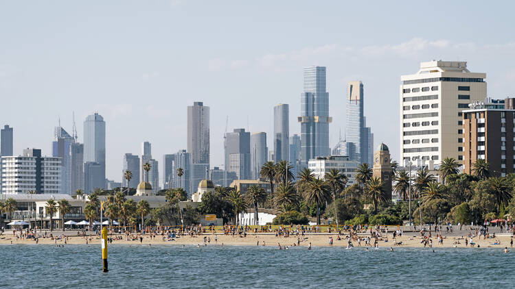 St Kilda Beach and City skyline