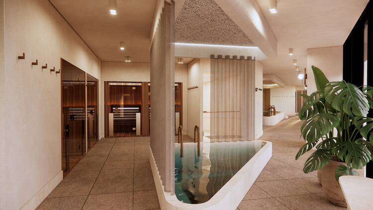 A pool and sauna at TotalFusion.