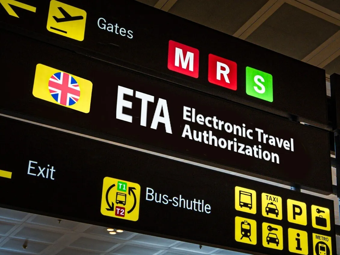 ETA, Electronic Travel Authorisation sign