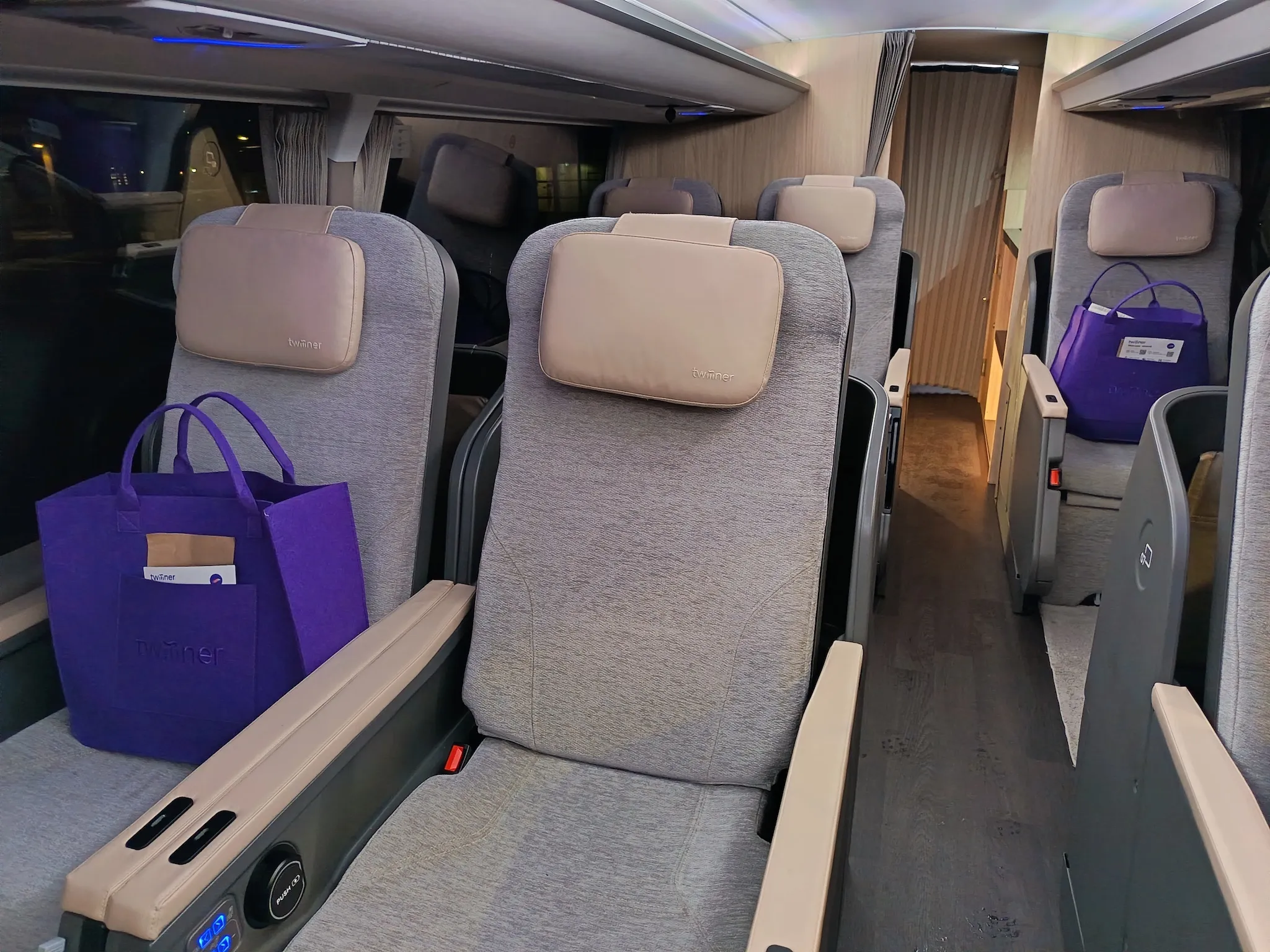 Inside the new Twiliner bus