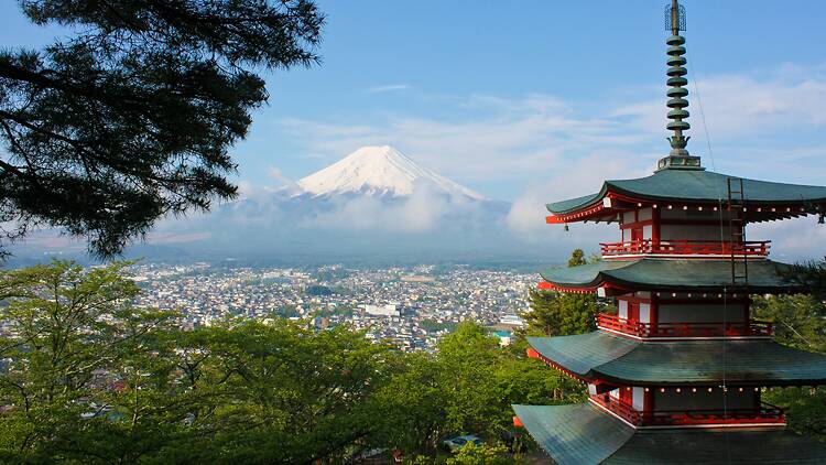 Temple with mountain in background