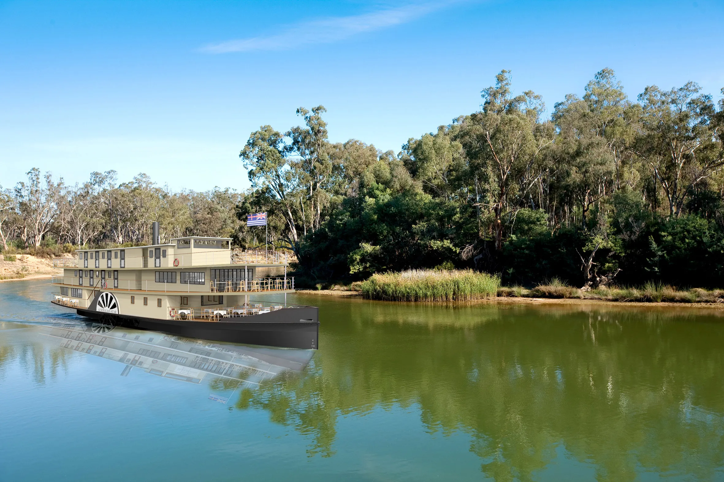 Paddle steamer Emmylou on the Murray River at Echuca