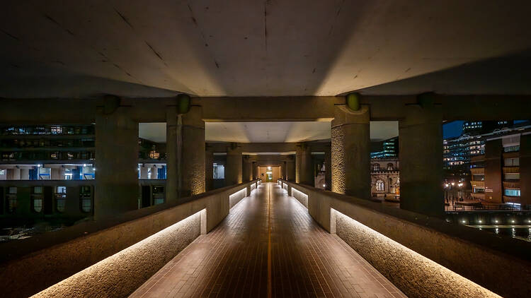Barbican at night, London