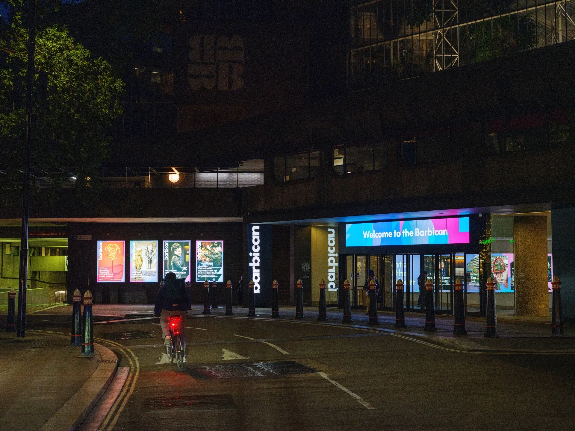 Barbican at night, London