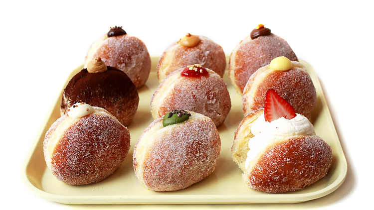 A tray of Mello donuts