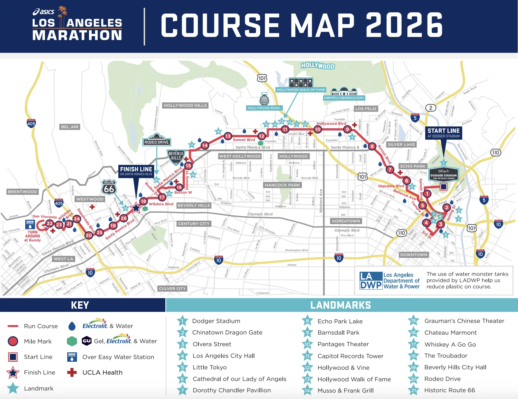 A map of the 2026 L.A. Marathon route.