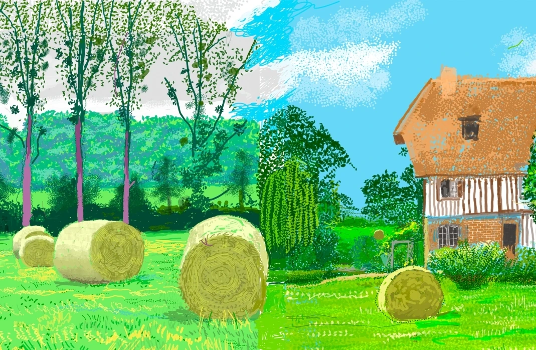 A Year in Normandie (detail), 2020-2021, composite iPad painting © David Hockney