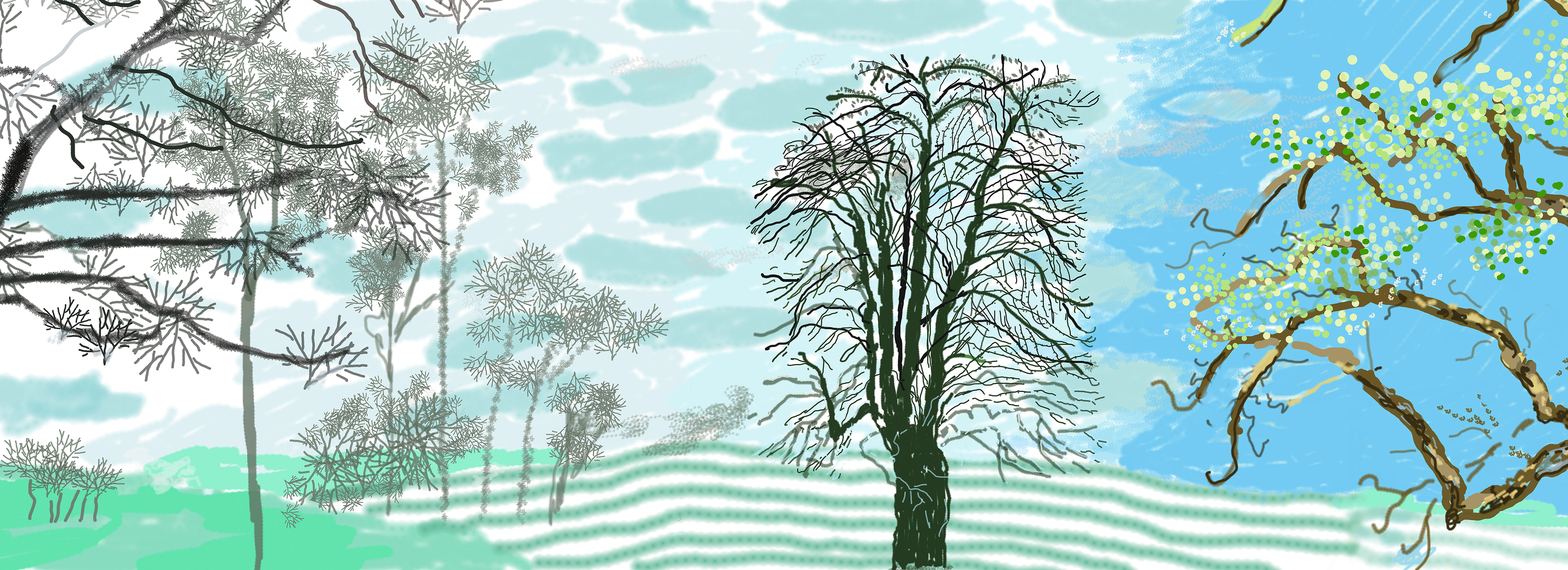 David Hockney "A Year in Normandie" 2020-2021 (detail)Composite iPad painting© David Hockney
