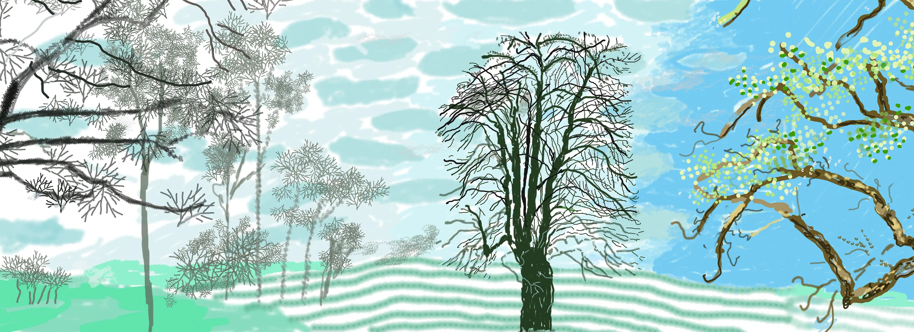 David Hockney "A Year in Normandie" 2020-2021 (detail)Composite iPad painting&copy; David Hockney
