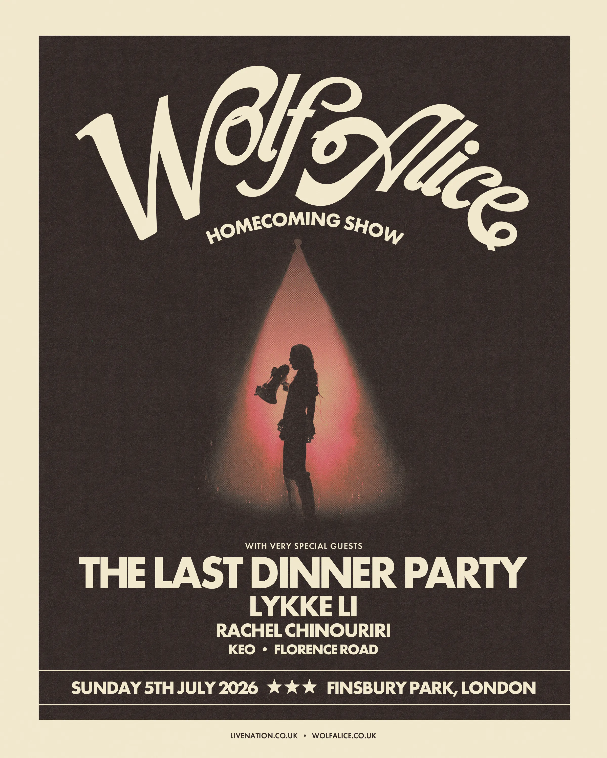 Wolf Alice poster for Finsbury Park show