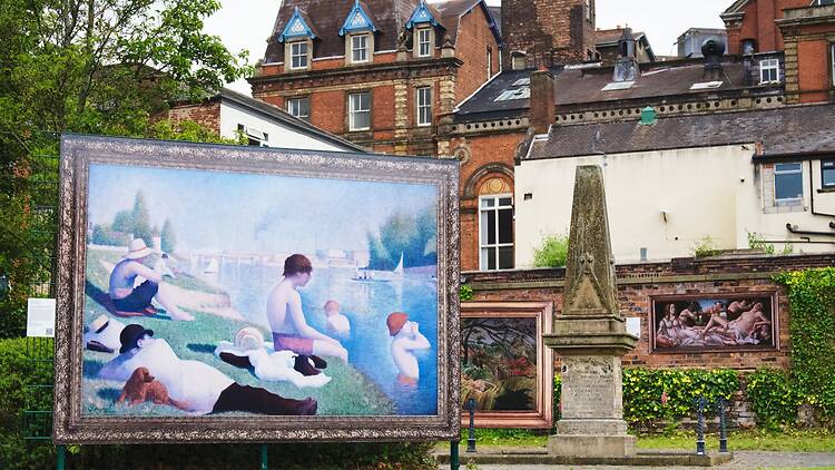 Recreation of a Renoir on display outside in Stoke-on-Trent