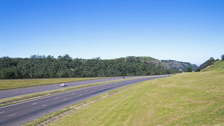 Quiet N3 highway and green countryside near Durban Quiet N3 highway and green countryside, heading west out of Durban at Shongweni in South Africa