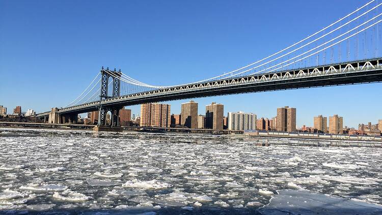 Frozen NYC river