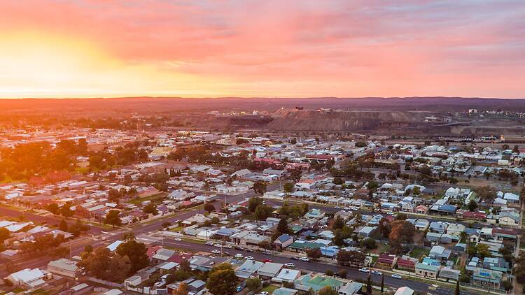 Broken Hill Sun rising over the city of Broken Hill.
