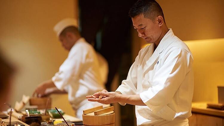 Two sushi legends share a counter