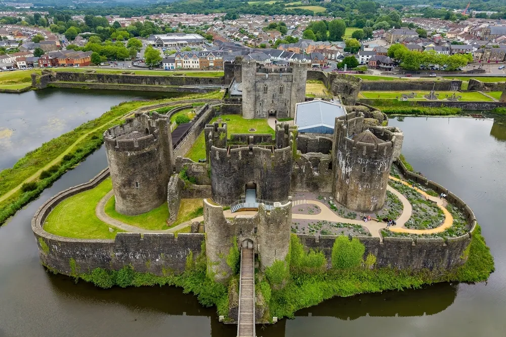 Caerphilly Castle in south Wales