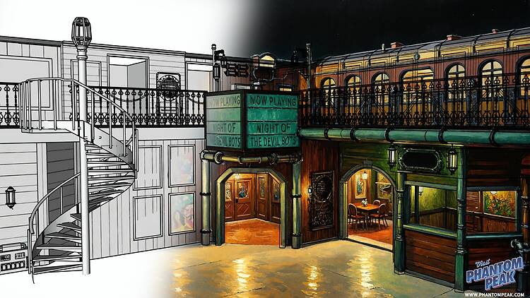 Drawing of the town centre at the new Phantom Peak in Stratford 