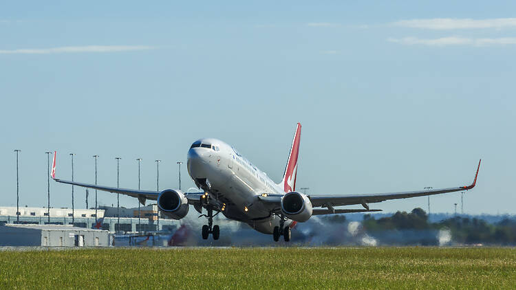 Qantas plane taking off