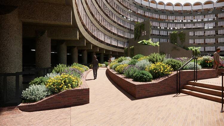 Render of Barbican Sculpture Court Render of Barbican Sculpture Court