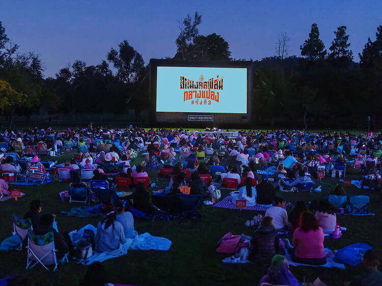 Settle on mats for nine free films at Sahamongkol's Kasetsart University outdoor cinema ritual
