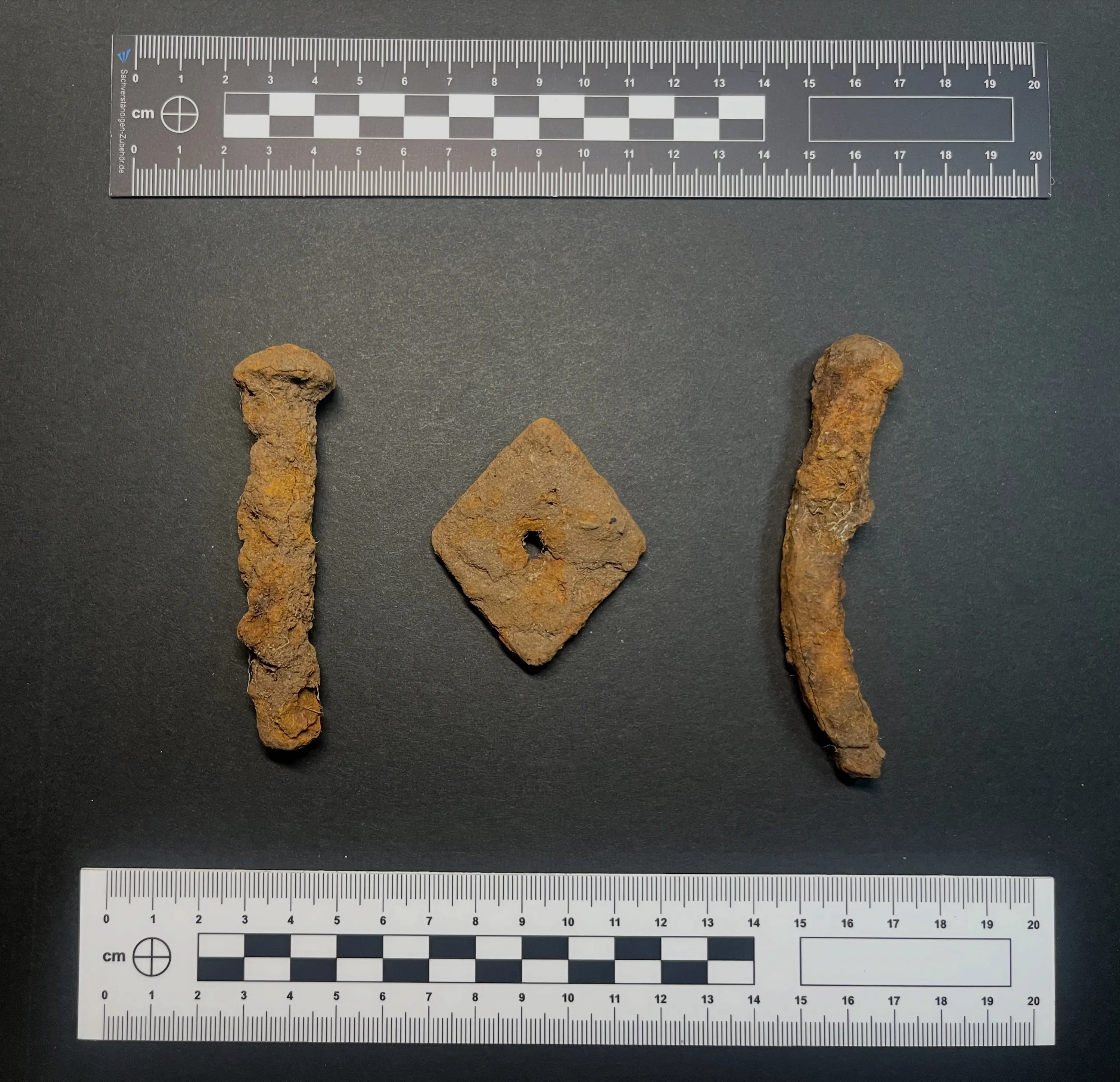 Dug up ship rivets, roves and lead weights