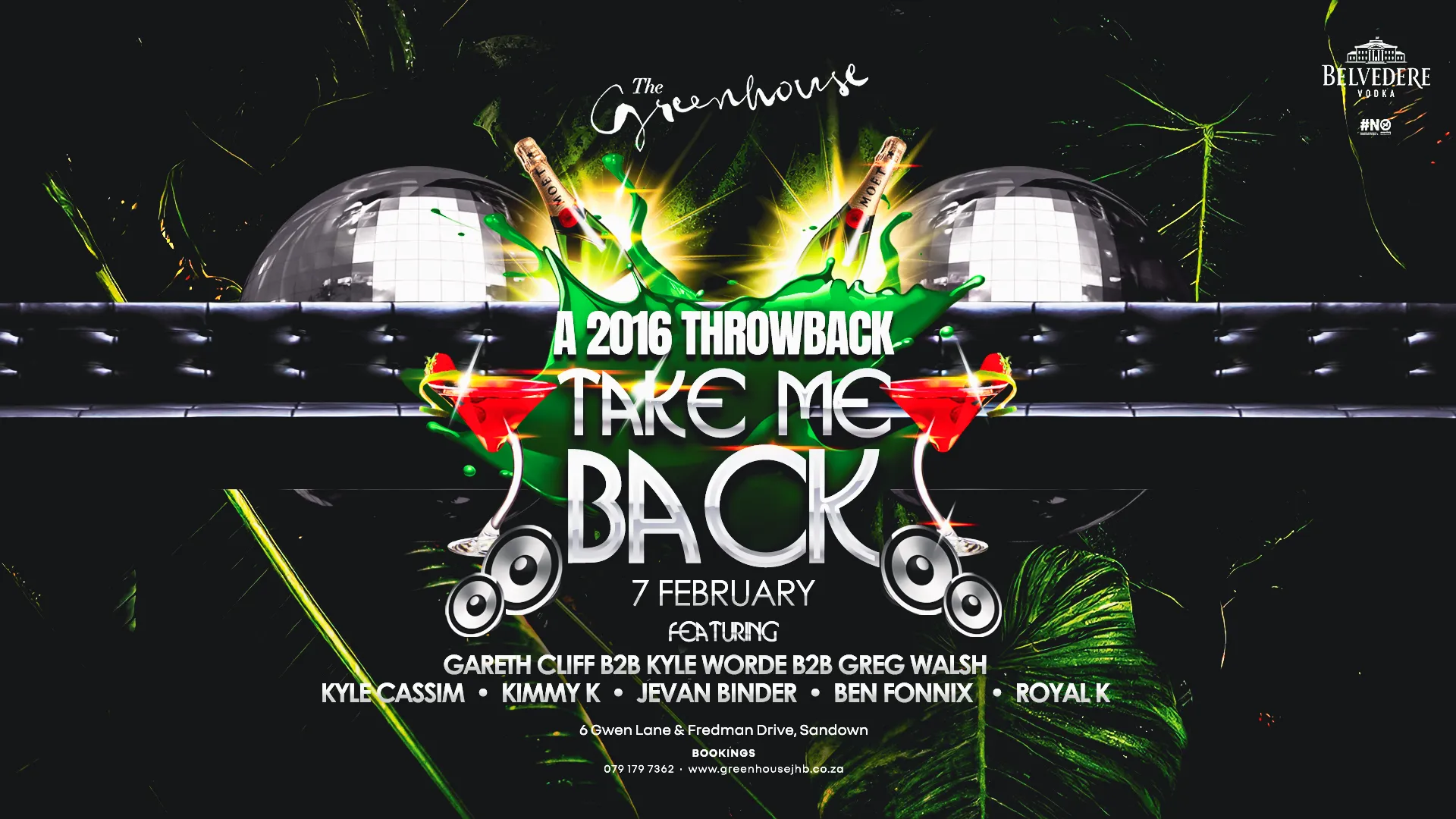 The greenhouse Take Me Back event poster