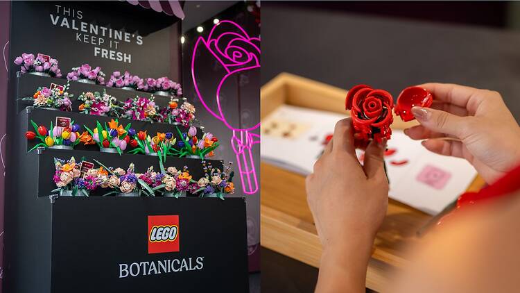 (Left) Lego Botanicals Bloom Bar Bouquet Sets (Right) Build and Take Activity