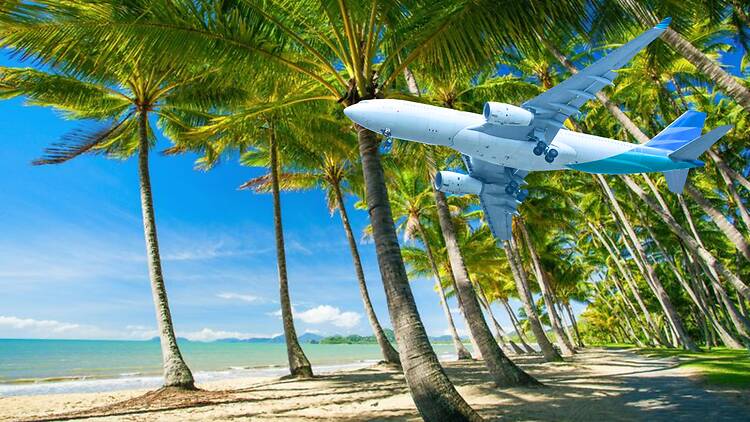 Plane collage on beach