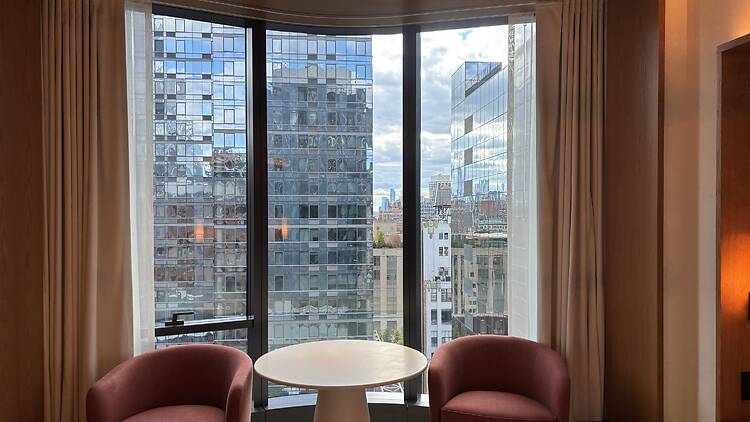 Table and chairs near window