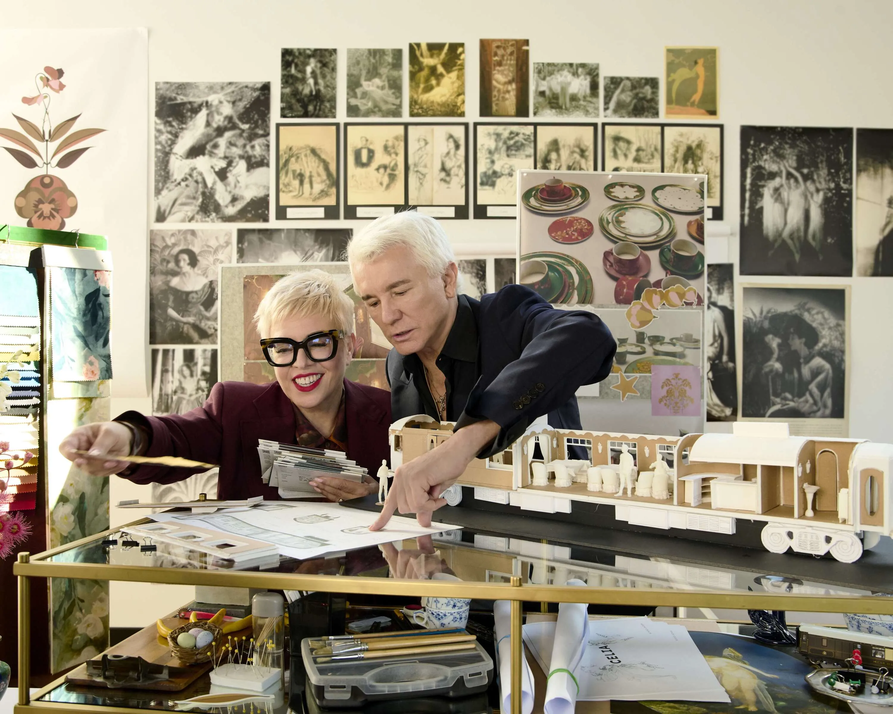 Baz Luhrmann and Catherine Martin designing Celia carriage for Belmond British Pullman