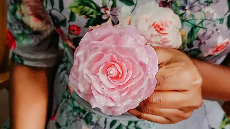 Making a soap flower at a workshop from Seek Sophie Making a soap flower at a workshop from Seek Sophie