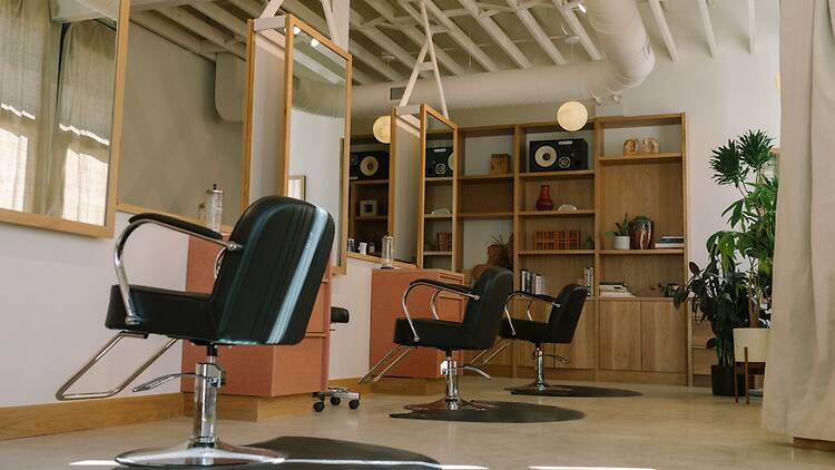 Salon chairs line the interior of Sparrow.