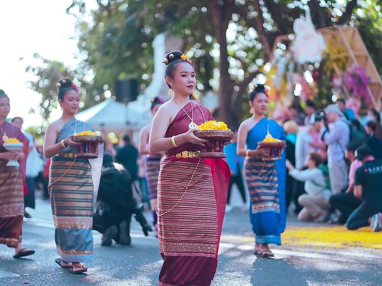 Zip around the city and take in the Flower Festival blooms