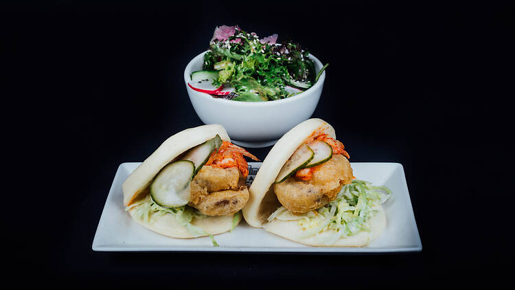 Bao bun champignons frits tempura