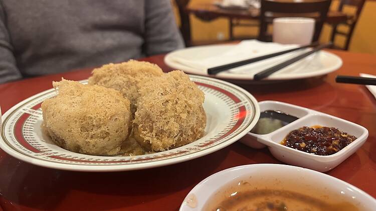Three fried taro balls