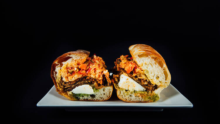 Eggplant Parmigiana Sandwich