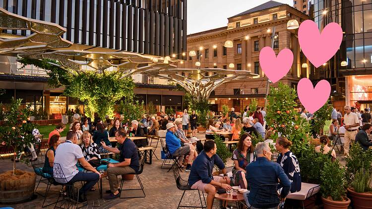 Town square with people