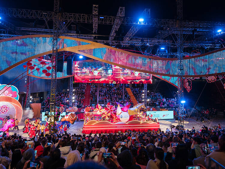 Set up for the Cathay International Chinese New Year Night Parade