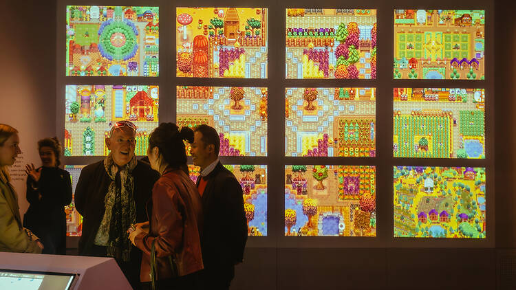 People at ACMI's 'Game Worlds' exhibition.