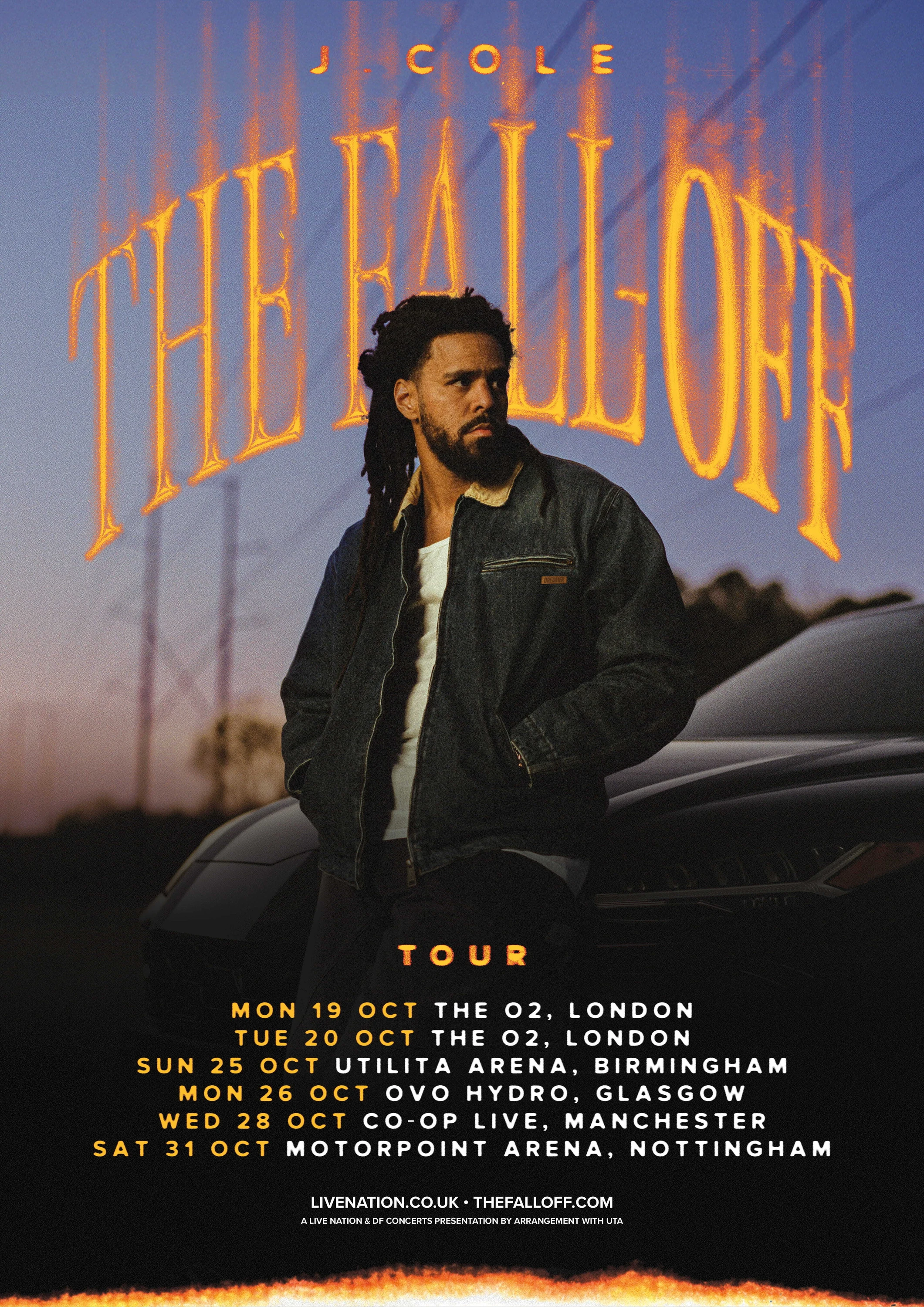 J Cole The Fall Off Tour poster