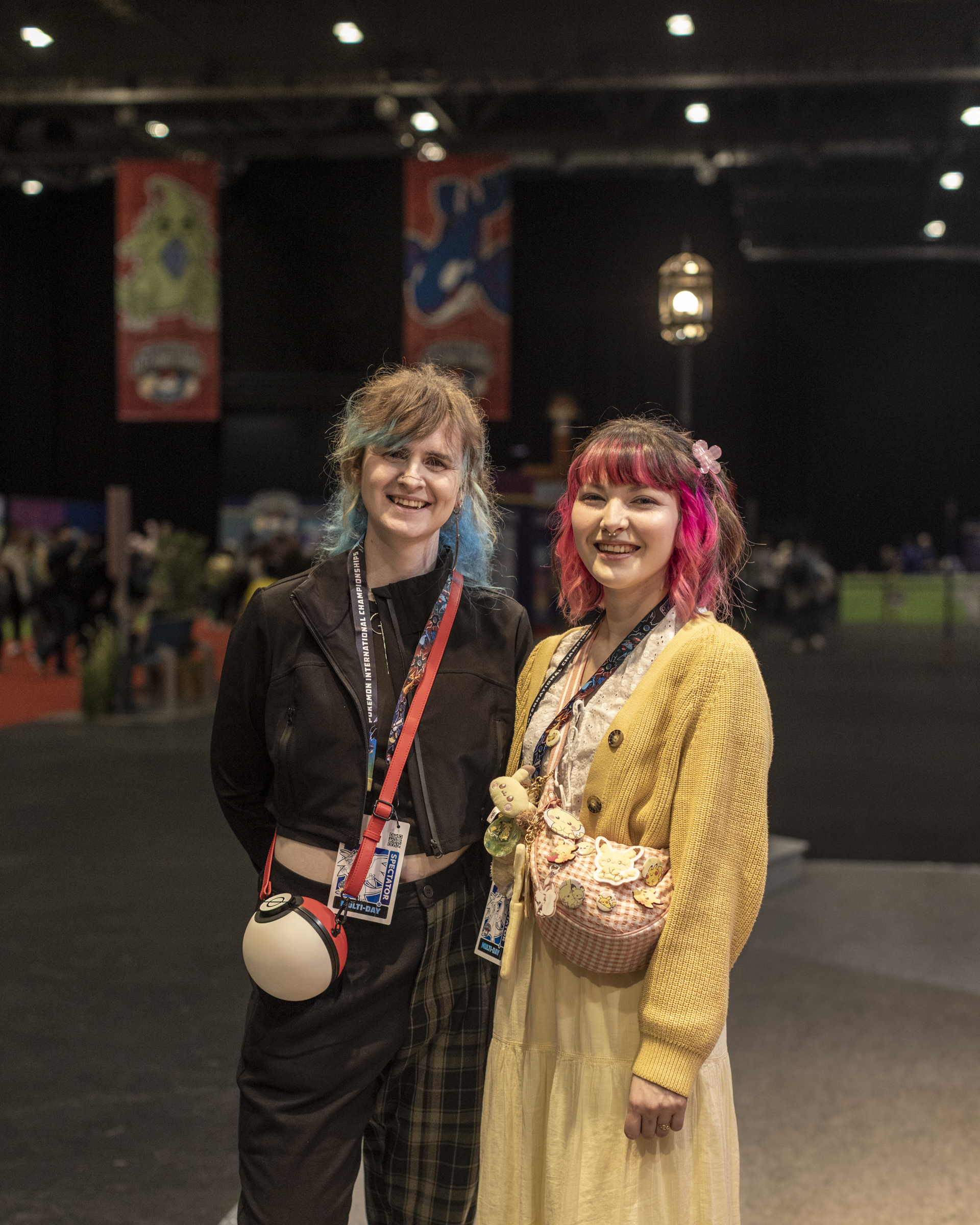 Attendees in homemade outfits at the Pokemon championships 