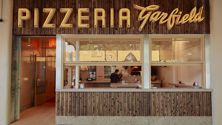 The front facade of Garfield Pizzeria.