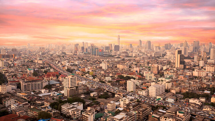 Sunset over city scape