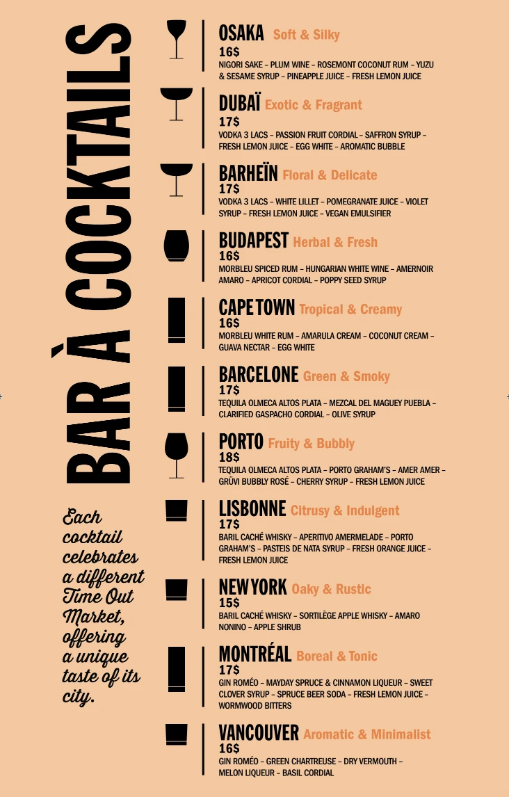 Cocktail menu
