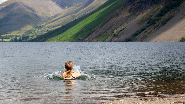 Swimmer at Wasdale in the Lake District